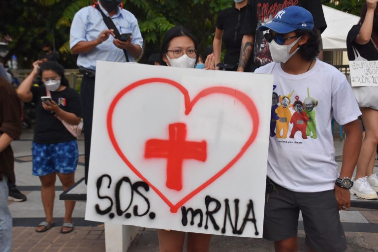 mRNA vaccine sign, Chiang Mai, Thailand