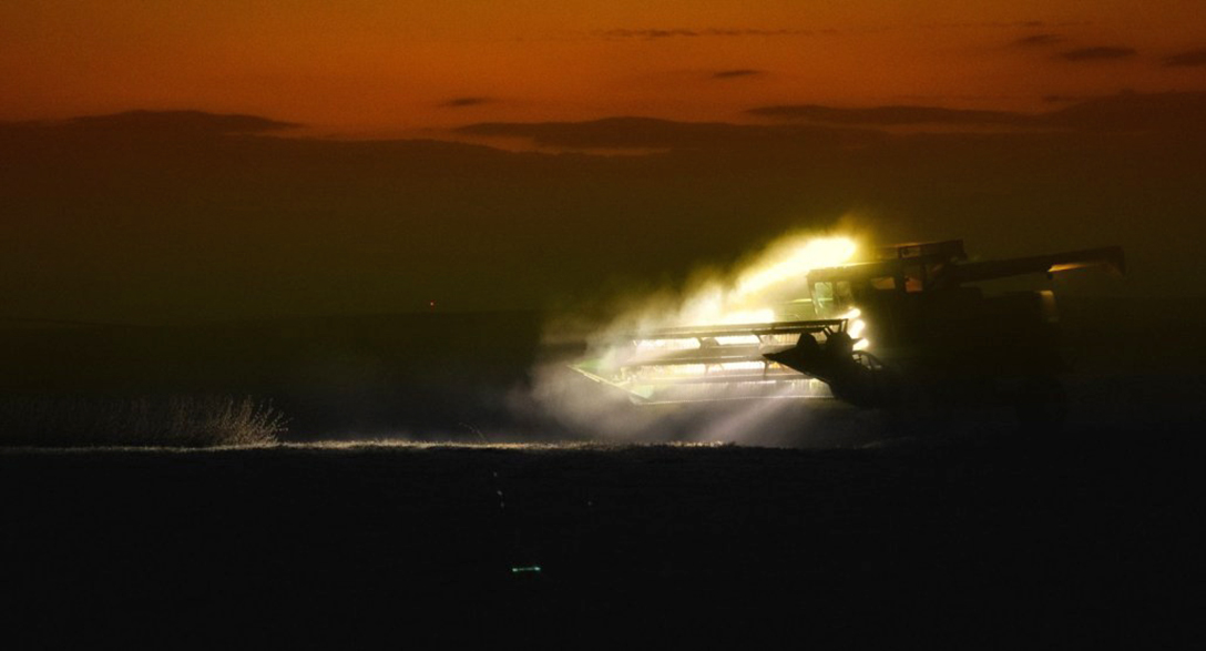 Nighttime harvest, north-central Nebraska