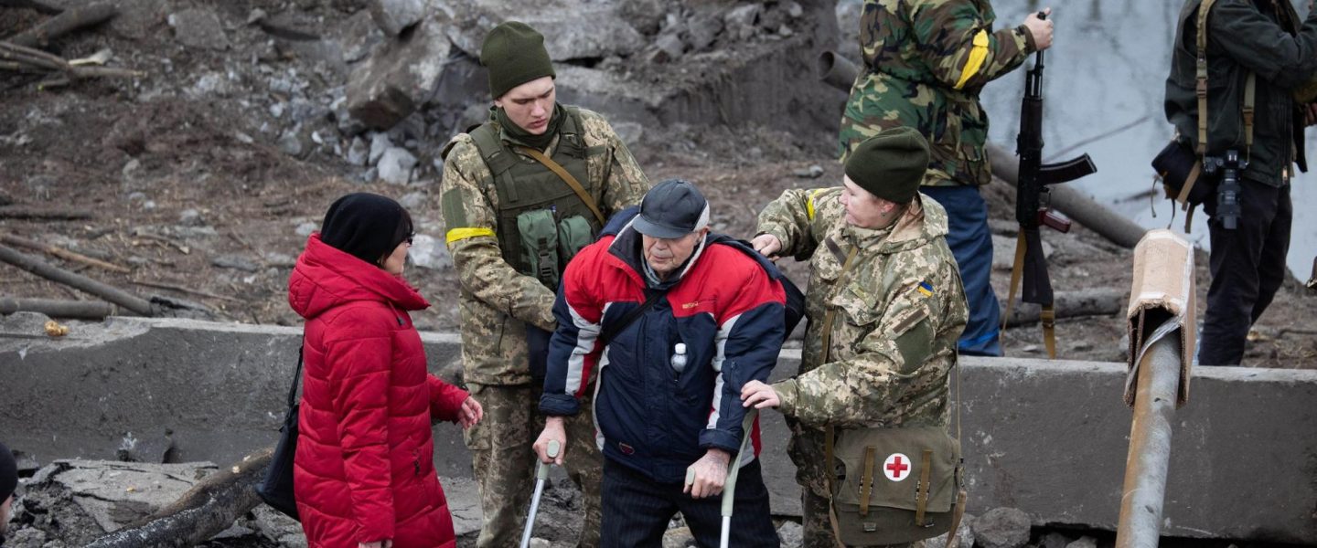 Soldiers, evacuees, Kyiv
