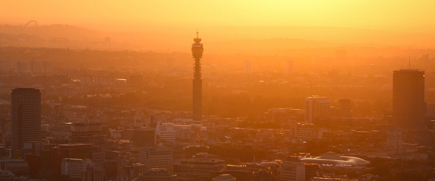 London, heat, haze