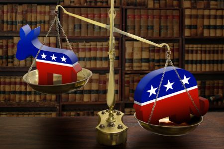 Asymmetric Political Warfare, scales, donkey, elephant