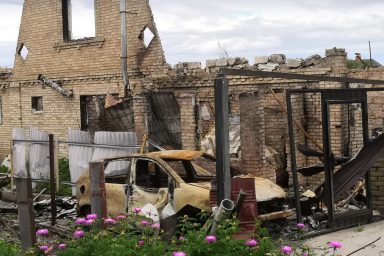 damaged house, Bucha, Ukraine