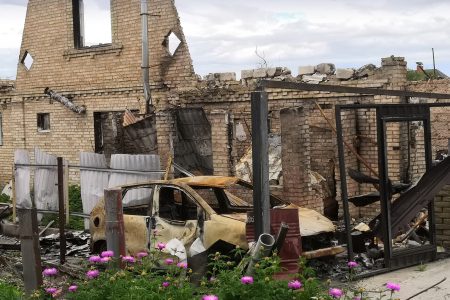 damaged house, Bucha, Ukraine