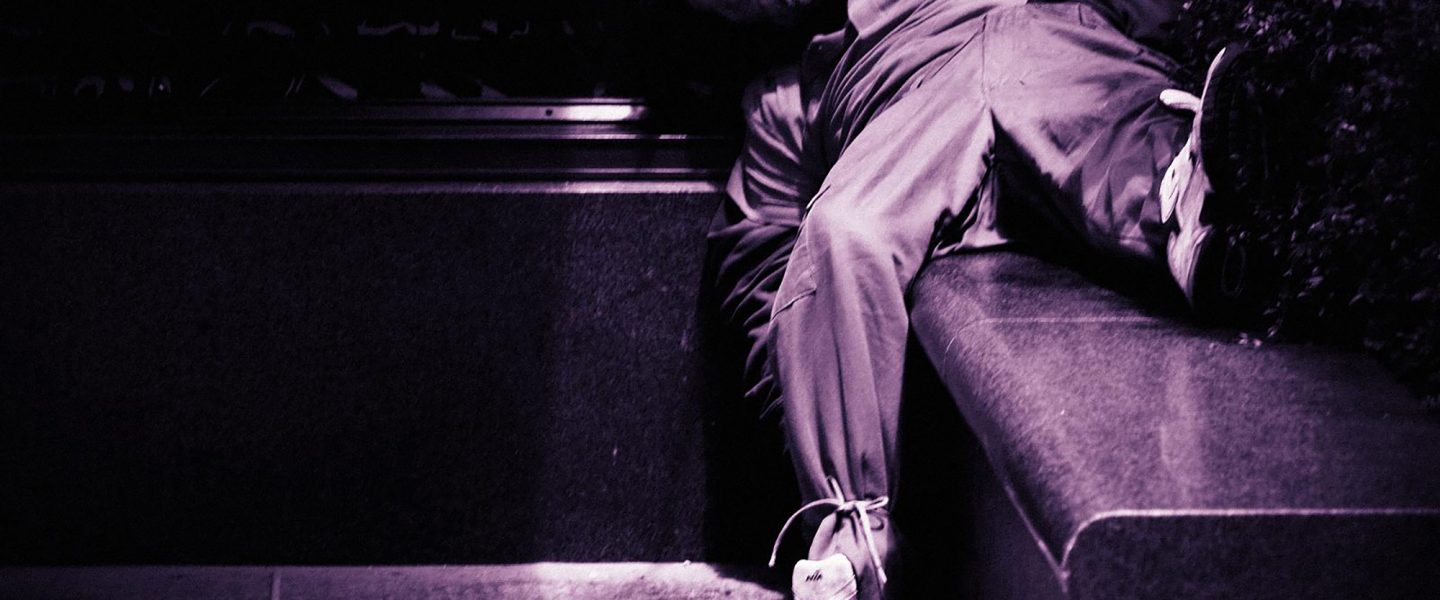 houseless man, sleeping