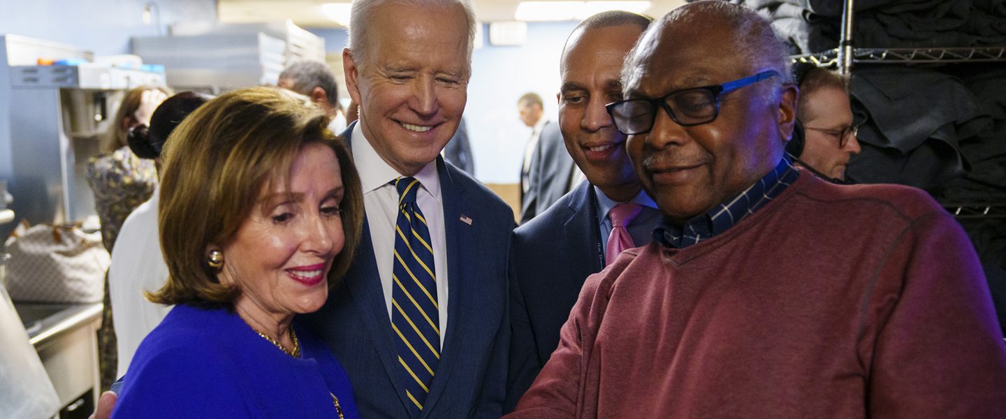 Joe Biden, Nancy Pelosi, Hakeem Jeffries, Jim Clyburn