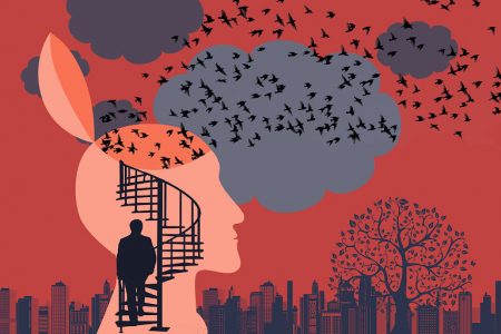 brain, stairs, sky