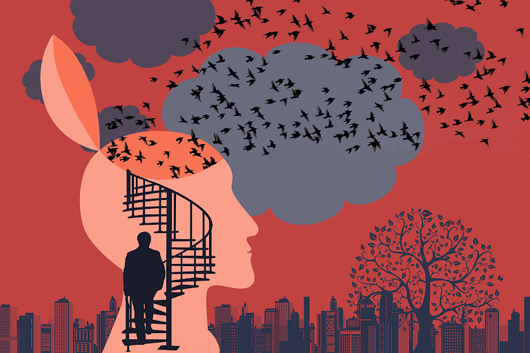 brain, stairs, sky