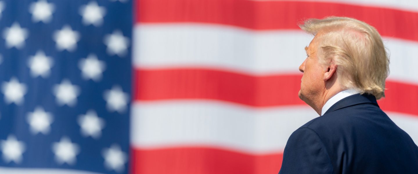 Donald Trump, flag, USNS Comfort