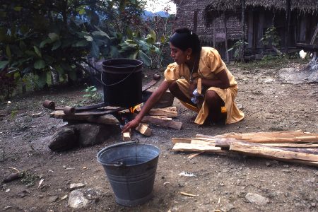 Mayan Woman, cooking, Belize.