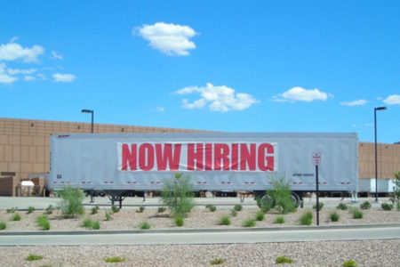 now hiring sign