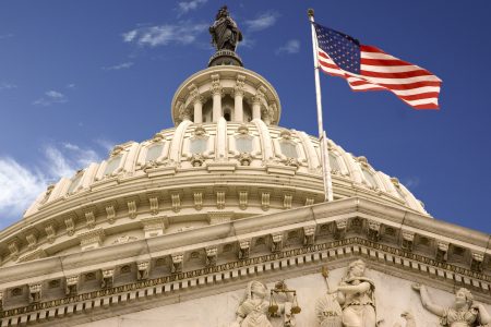 United States Capitol, dome, flag