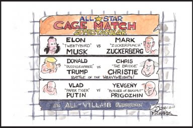 Musk, Zuckerberg, Trump, Christi, Putin, Prigozhin