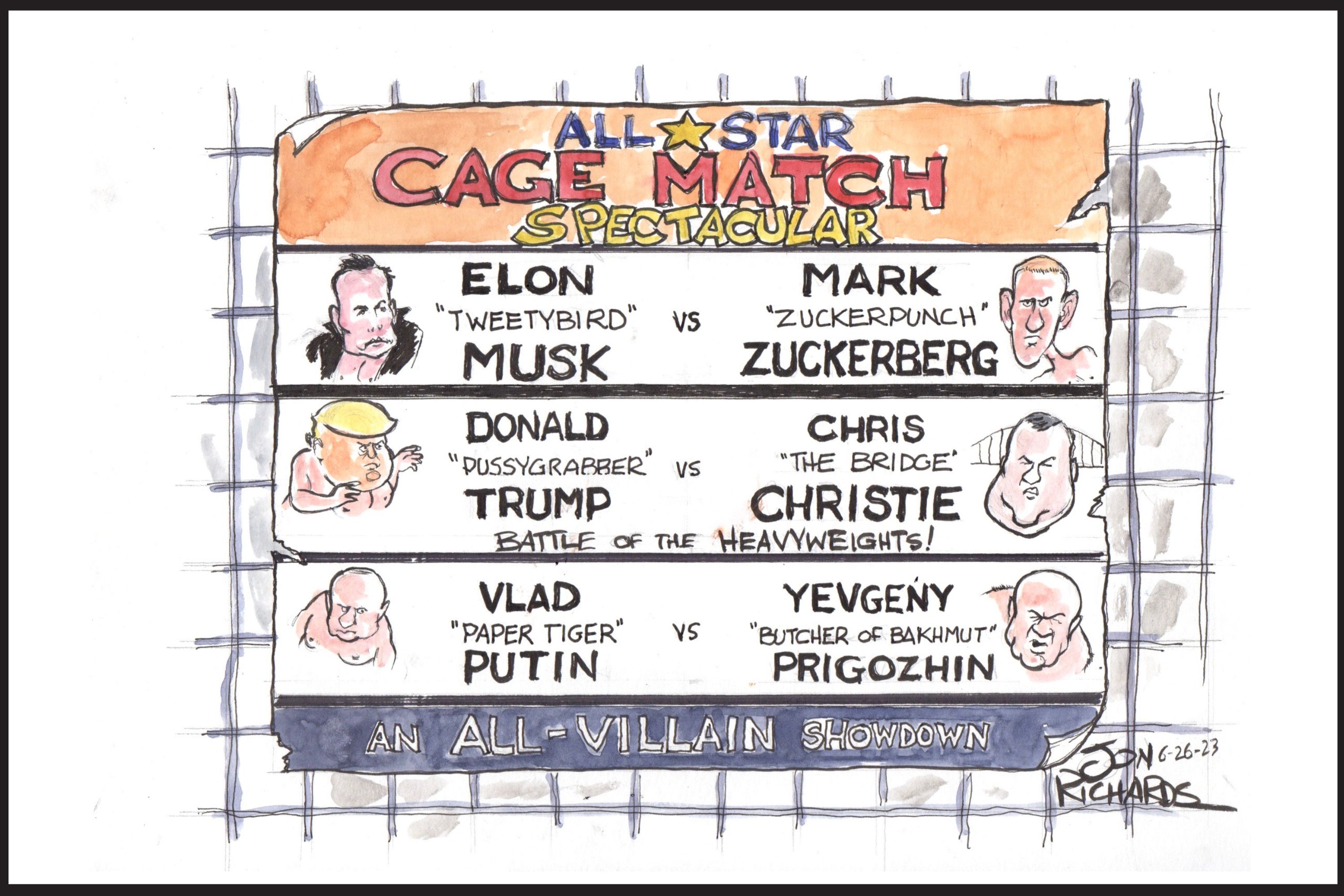 Musk, Zuckerberg, Trump, Christi, Putin, Prigozhin