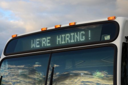 Transit bus, TriMet, Portland, We're Hiring