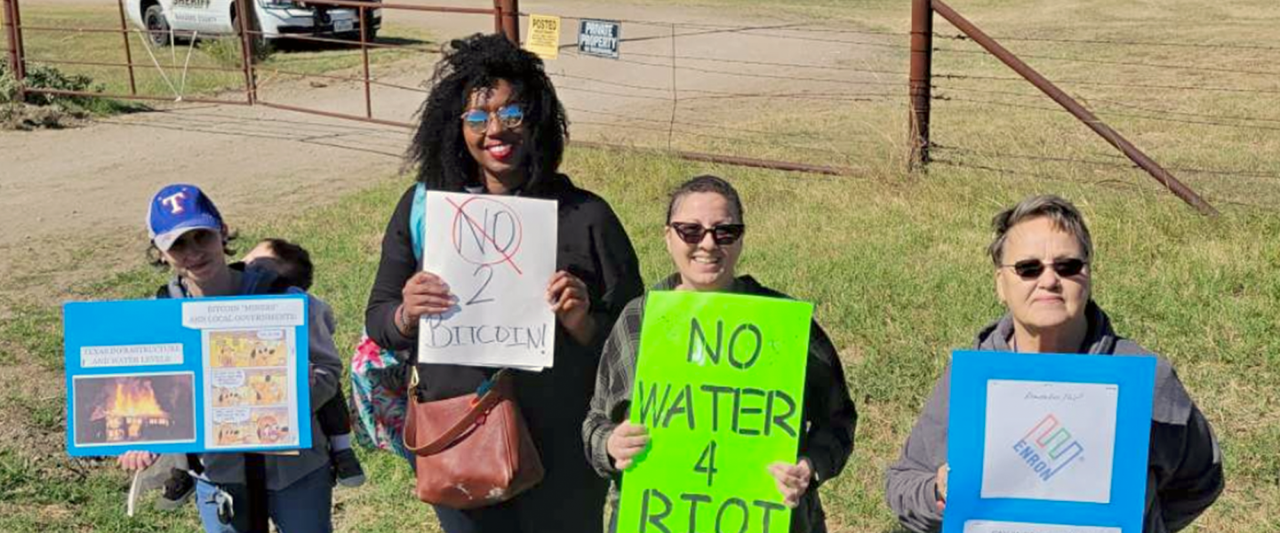 protest, bitcoin mining, Navarro County, TX