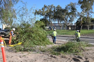Ground crews, clean up, Tropical Storm Hilary