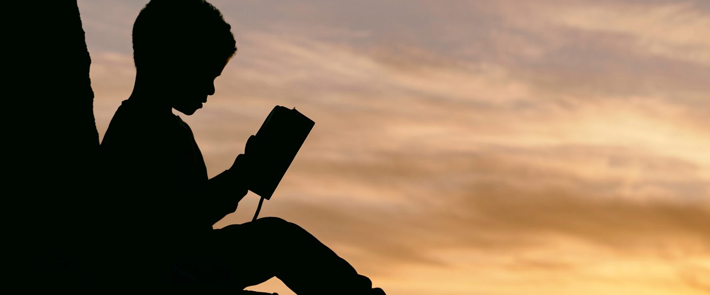 Boy, tablet, field