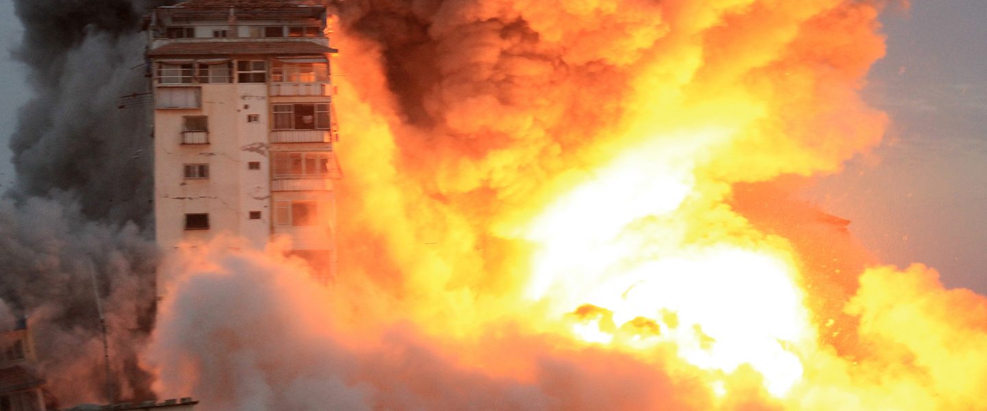 bombing, high-rise tower, Gaza Strip