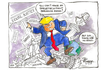 Donald Trump, breaking eggs, breaking government departments
