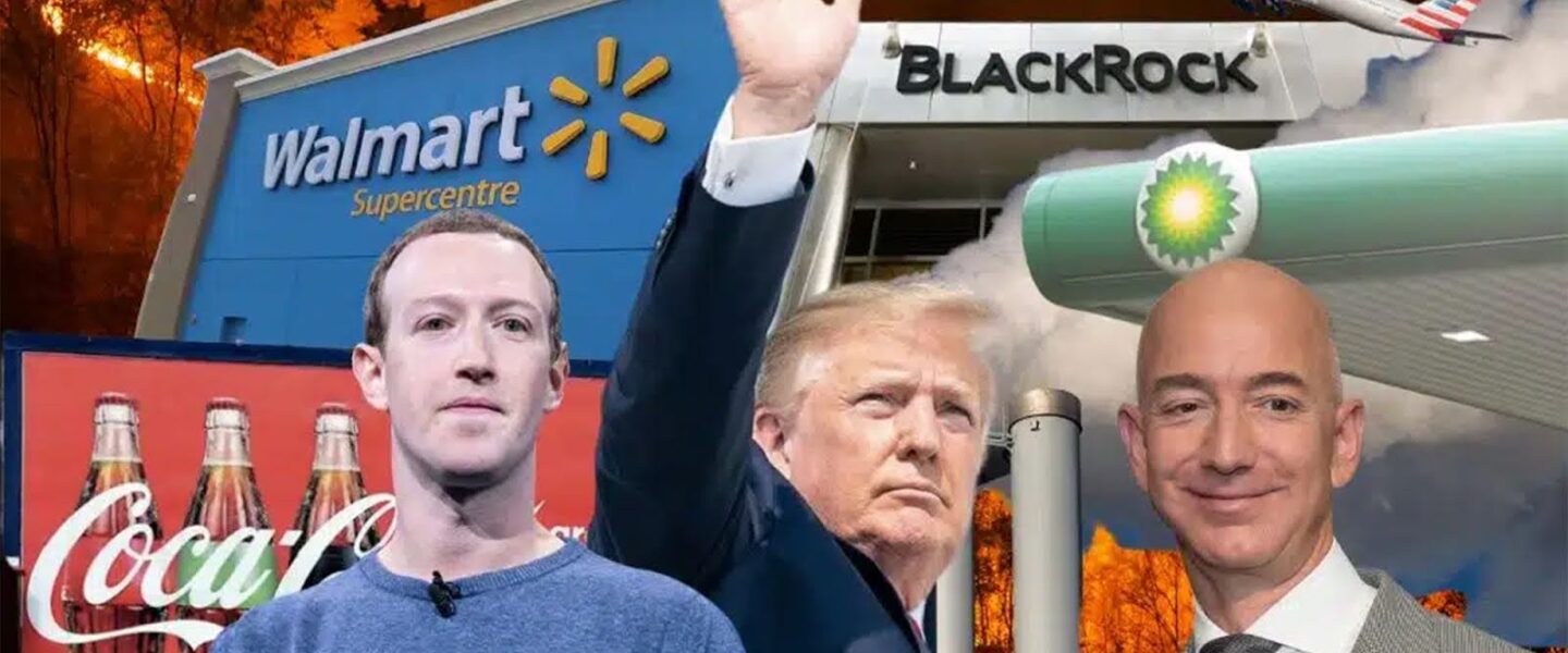 Mark Zuckerberg, Donald Trump, Jeff Bezos, Coca-Cola, Walmart, BlackRock, BP, American Airlines, Forest Fires