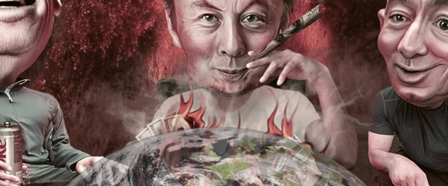 Billionaires, roasting, planet, Bill Gates, Elon Musk, Jeff Bezos