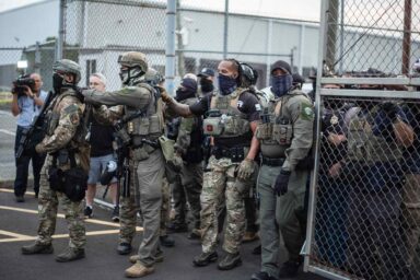 Demonstrators, clash, ICE agents, Newark, NJ
