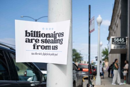 Billionaires are stealing from us,.sign