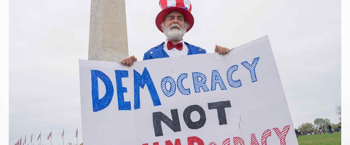 Sign, Democracy Not Trumpocracy, Washington Monument